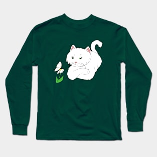 Cute White Cat Long Sleeve T-Shirt